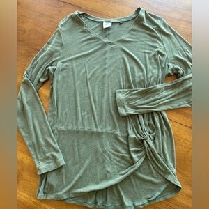 CAbi Sage Green Long Sleeve V-Neck Top